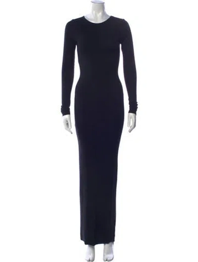 Pre-owned Éterne Crew Neck Long Dress In Black