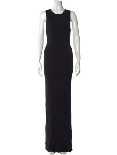 Pre-owned Éterne Crew Neck Long Dress In Black