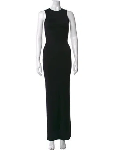 Pre-owned Éterne Crew Neck Long Dress In Black