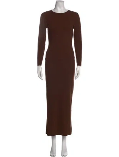 Pre-owned Éterne Crew Neck Long Dress In Brown