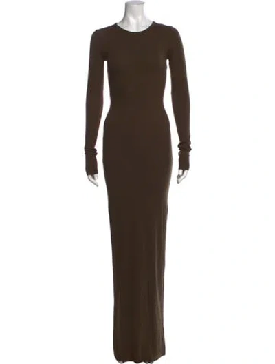 Pre-owned Éterne Crew Neck Long Dress In Brown
