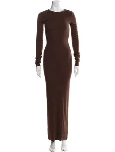 Pre-owned Éterne Crew Neck Long Dress In Brown