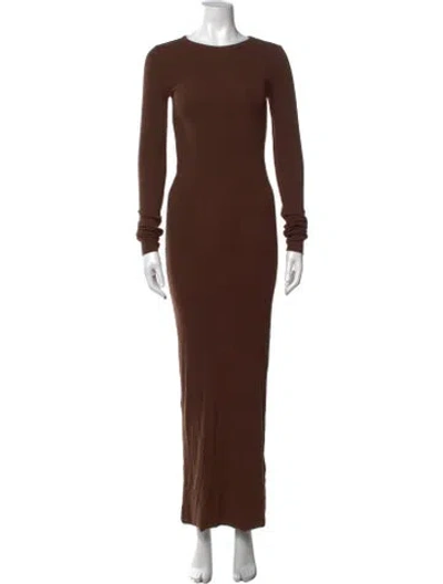 Pre-owned Éterne Crew Neck Long Dress In Brown
