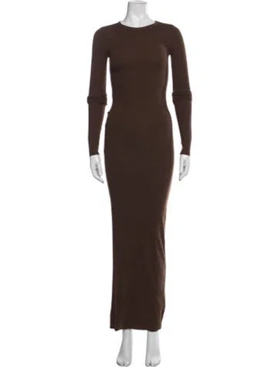 Pre-owned Éterne Crew Neck Long Dress In Brown