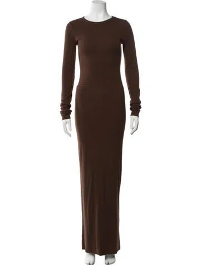 Pre-owned Éterne Crew Neck Long Dress In Brown