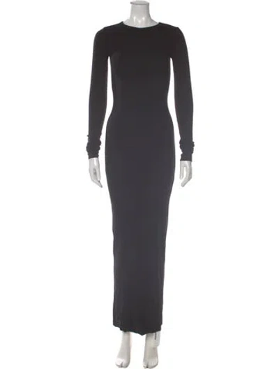 Pre-owned Éterne Crew Neck Long Dress In Gray