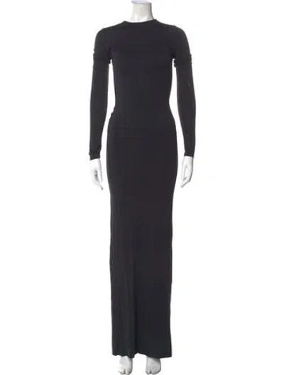 Pre-owned Éterne Crew Neck Long Dress In Gray