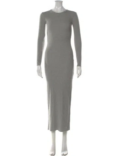 Pre-owned Éterne Crew Neck Long Dress In Gray