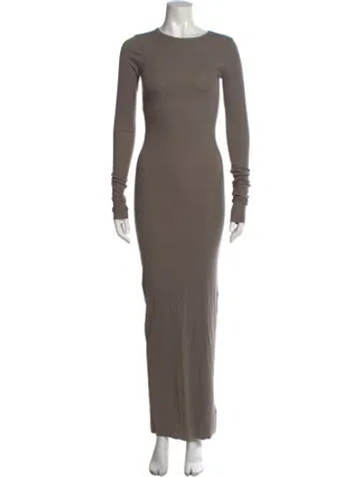 Pre-owned Éterne Crew Neck Long Dress In Gray