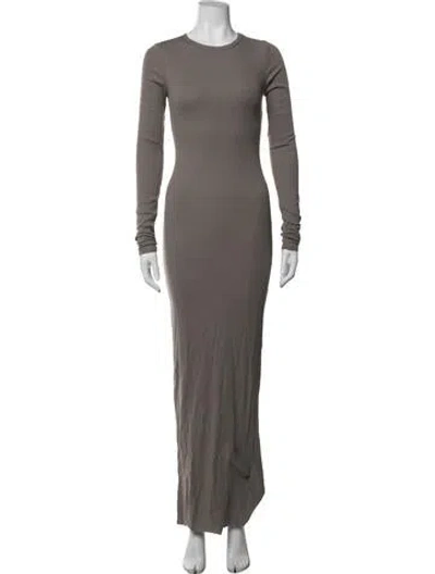 Pre-owned Éterne Crew Neck Long Dress In Gray