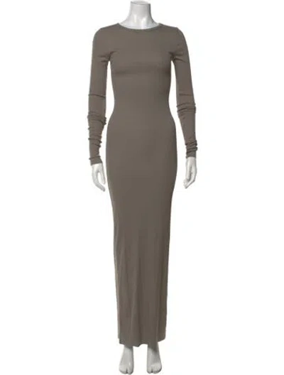 Pre-owned Éterne Crew Neck Long Dress In Grey