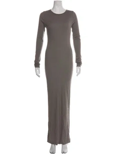 Pre-owned Éterne Crew Neck Long Dress In Grey