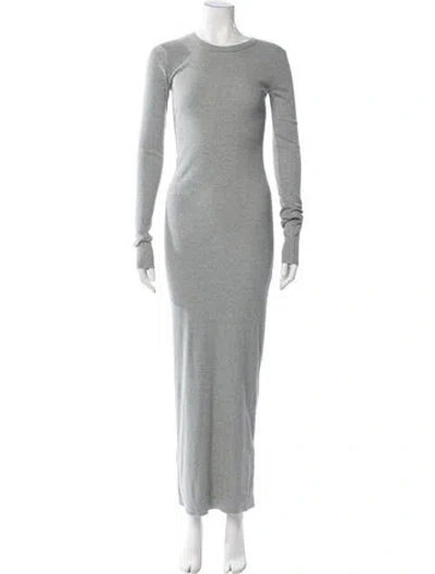 Pre-owned Éterne Crew Neck Long Dress In Grey