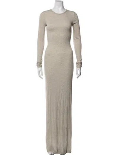 Pre-owned Éterne Crew Neck Long Dress In Grey