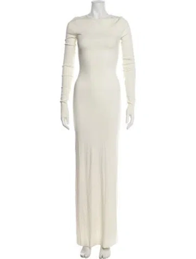 Pre-owned Éterne Crew Neck Long Dress In Neutral