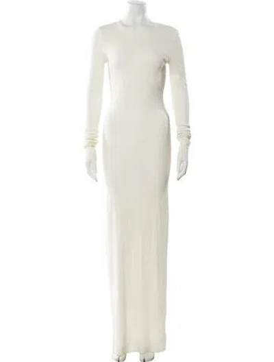 Pre-owned Éterne Crew Neck Long Dress In Neutral