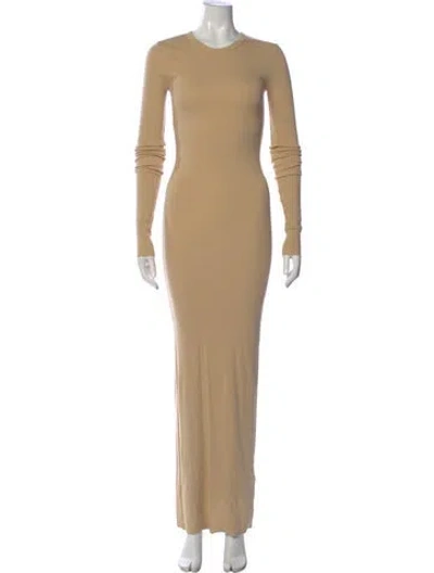 Pre-owned Éterne Crew Neck Long Dress In Neutral