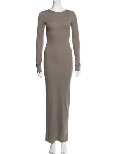 Pre-owned Éterne Crew Neck Long Dress In Neutrals