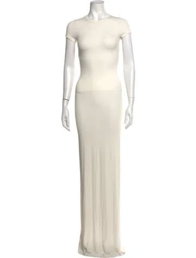 Pre-owned Éterne Crew Neck Long Dress In Neutrals