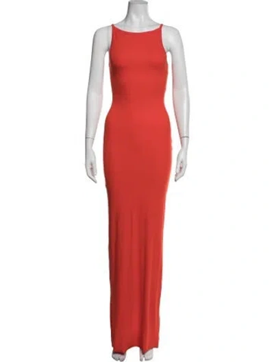 Pre-owned Éterne Crew Neck Long Dress In Orange