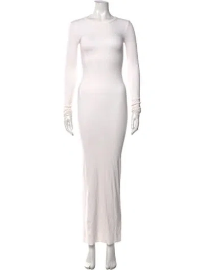 Pre-owned Éterne Crew Neck Long Dress In White
