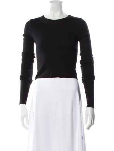 Pre-owned Éterne Crew Neck Long Sleeve Crop Top In Black