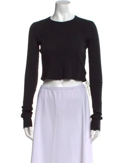 Pre-owned Éterne Crew Neck Long Sleeve Crop Top In Black