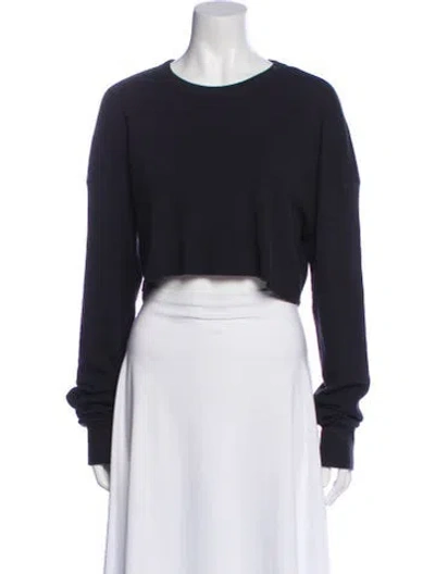 Pre-owned Éterne Crew Neck Long Sleeve Crop Top In Black