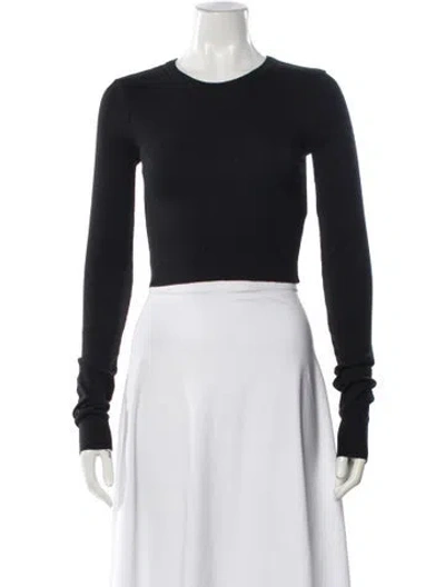 Pre-owned Éterne Crew Neck Long Sleeve Crop Top In Black