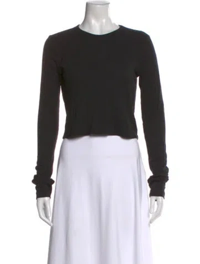 Pre-owned Éterne Crew Neck Long Sleeve Crop Top In Black