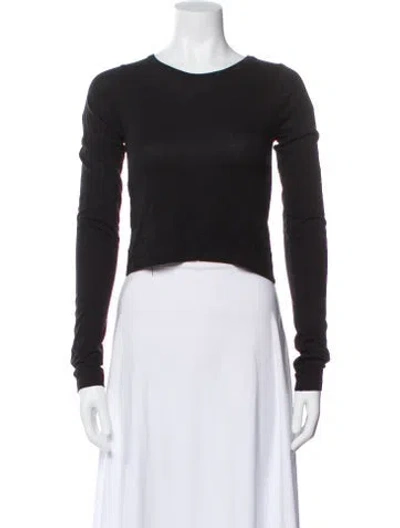 Pre-owned Éterne Crew Neck Long Sleeve Crop Top In Black