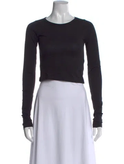 Pre-owned Éterne Crew Neck Long Sleeve Crop Top In Black