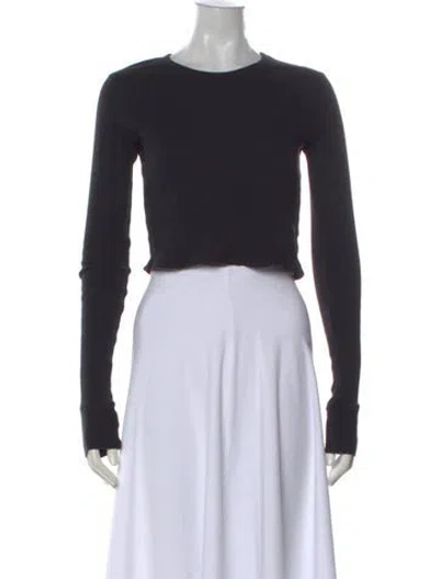 Pre-owned Éterne Crew Neck Long Sleeve Crop Top In Black