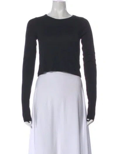 Pre-owned Éterne Crew Neck Long Sleeve Crop Top In Black