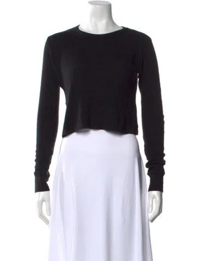 Pre-owned Éterne Crew Neck Long Sleeve Crop Top In Black