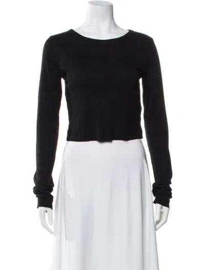 Pre-owned Éterne Crew Neck Long Sleeve Crop Top In Black