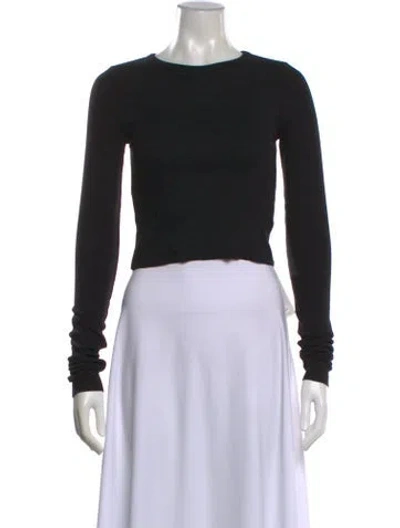Pre-owned Éterne Crew Neck Long Sleeve Crop Top In Black