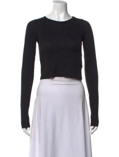 Pre-owned Éterne Crew Neck Long Sleeve Crop Top In Black