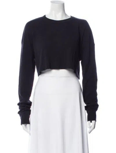 Pre-owned Éterne Crew Neck Long Sleeve Crop Top In Blue