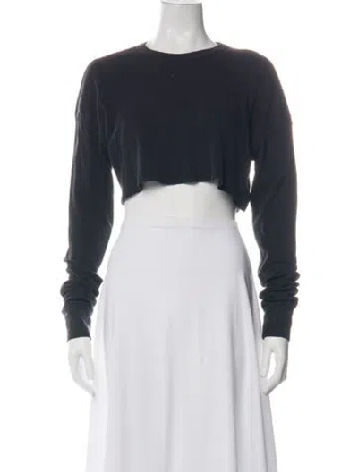 Pre-owned Éterne Crew Neck Long Sleeve Crop Top In Blue