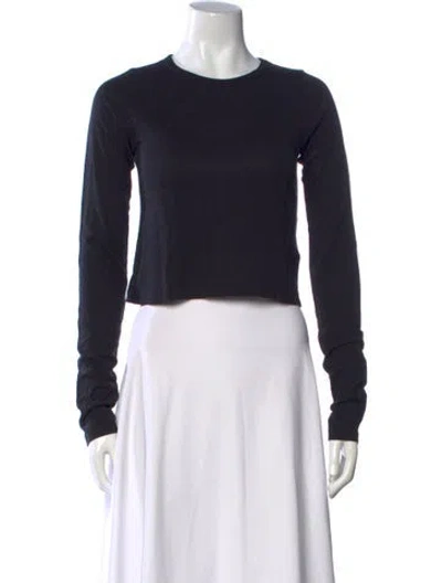 Pre-owned Éterne Crew Neck Long Sleeve Crop Top In Blue