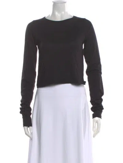 Pre-owned Éterne Crew Neck Long Sleeve Crop Top In Gray
