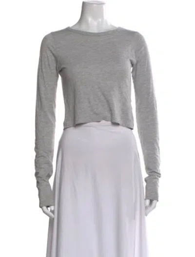 Pre-owned Éterne Crew Neck Long Sleeve Crop Top In Gray