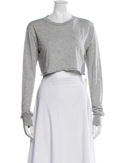 Pre-owned Éterne Crew Neck Long Sleeve Crop Top In Gray