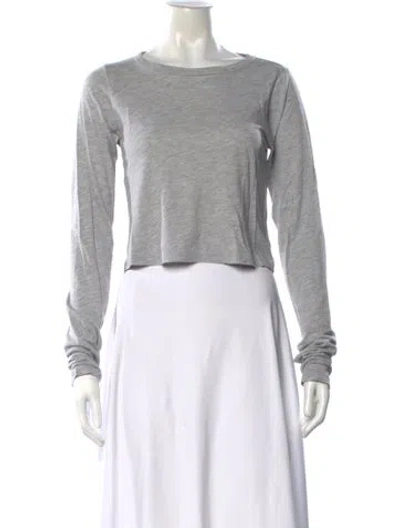 Pre-owned Éterne Crew Neck Long Sleeve Crop Top In Gray