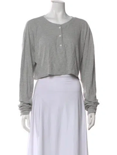 Pre-owned Éterne Crew Neck Long Sleeve Crop Top In Neutral
