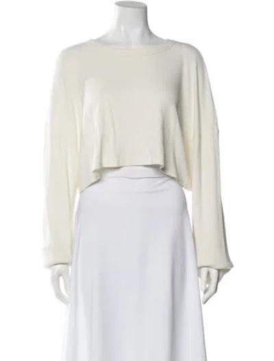 Pre-owned Éterne Crew Neck Long Sleeve Crop Top In Neutral