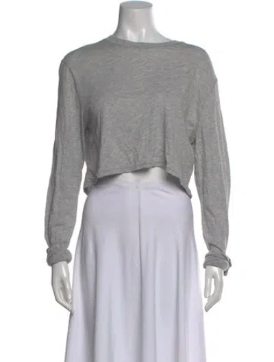Pre-owned Éterne Crew Neck Long Sleeve Crop Top In Neutral