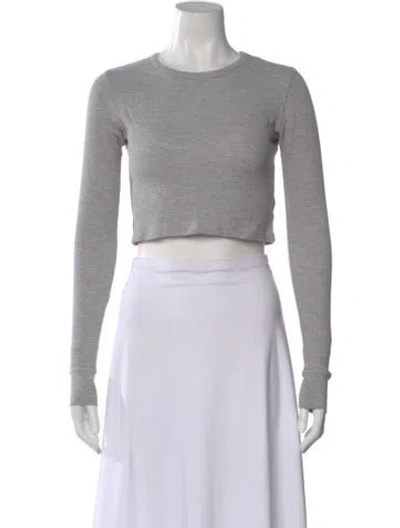 Pre-owned Éterne Crew Neck Long Sleeve Crop Top In Neutral