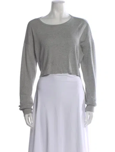 Pre-owned Éterne Crew Neck Long Sleeve Crop Top In Neutral